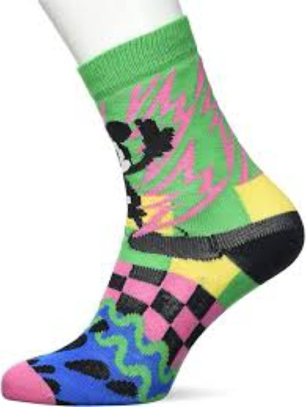 Happy Socks Neon Graphic Crew Socks - Green, Pink, Blue, Yellow & Black